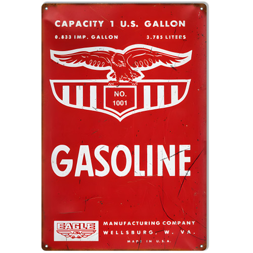 Eagle Gasoline No 1001 Metal Sign - 12" x 18"