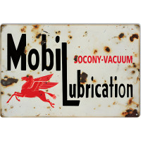 Socony Vacuum Mobil Lubrication Motor Oil Metal Sign - 12" x 18"