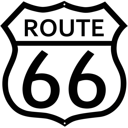 3 of Route 66 White and Black Cut Out Garage Metal Sign - 7.5" x 7.5"