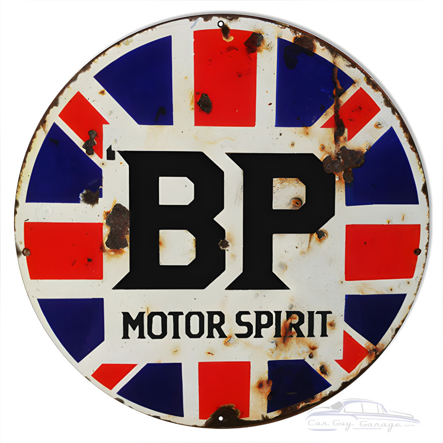 British Petroleum Motor Spirit Metal Sign - 24" Round British Petroleum Motor Spirit Metal Sign - 24" Round