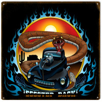 SSStep Back Snake Hot Rod Metal Sign - 12" x 12"