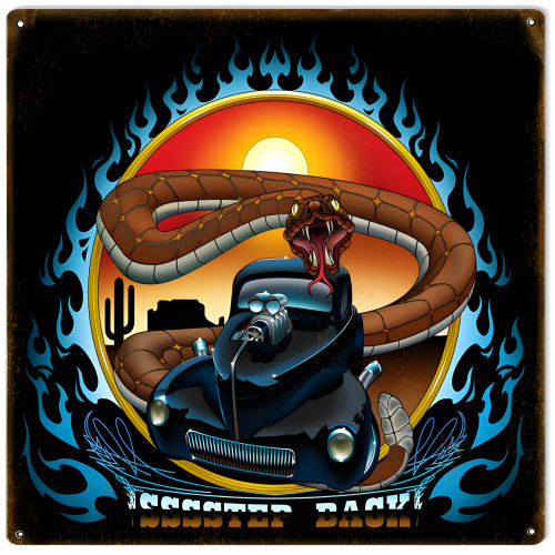 SSStep Back Snake Hot Rod Metal Sign - 12" x 12"
