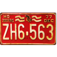 Aged Looking MO 563 License Plate Gas Station Metal Sign - 8" x 14"