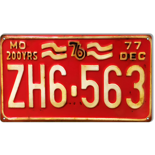 Aged Looking MO 563 License Plate Gas Station Metal Sign - 8" x 14"