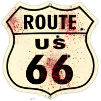 3 of Route 66 Cut Out Reproduction Garage Shop Metal Sign - 7.5" x 7.5"