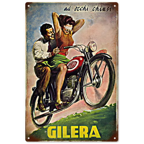 Gilera Motorcycle Nostalgic Metal Sign - 12" x 18"