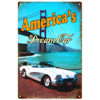 Corvette America's Dream Car Metal Sign - 12" x 18"
