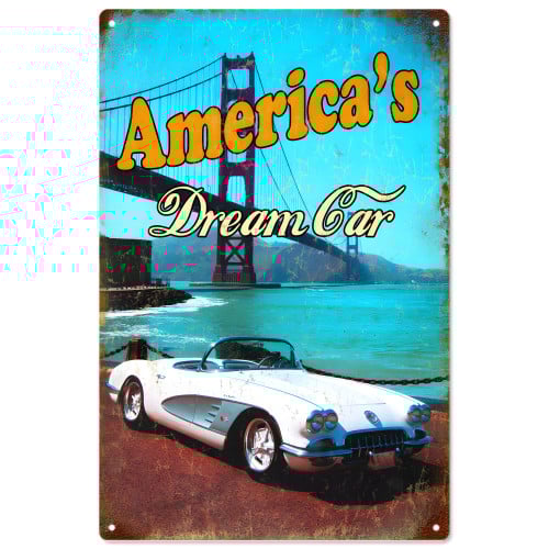Corvette America's Dream Car Metal Sign - 12" x 18"