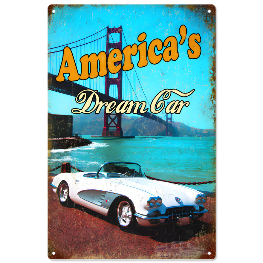 Corvette America's Dream Car Metal Sign - 12" x 18" Corvette America's Dream Car Metal Sign - 12" x 18"