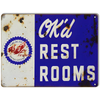 Firebird Ok'd Restroom Metal Sign - 9" x 12"