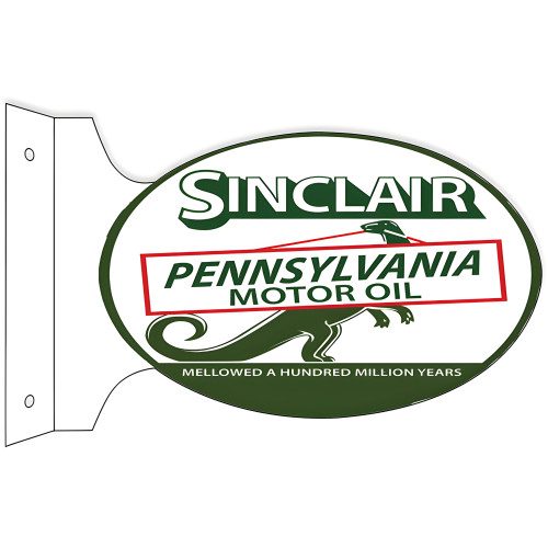 Sinclair Pennsylvania Motor Oil Double Sided Flange Metal Sign - 12" x 18"