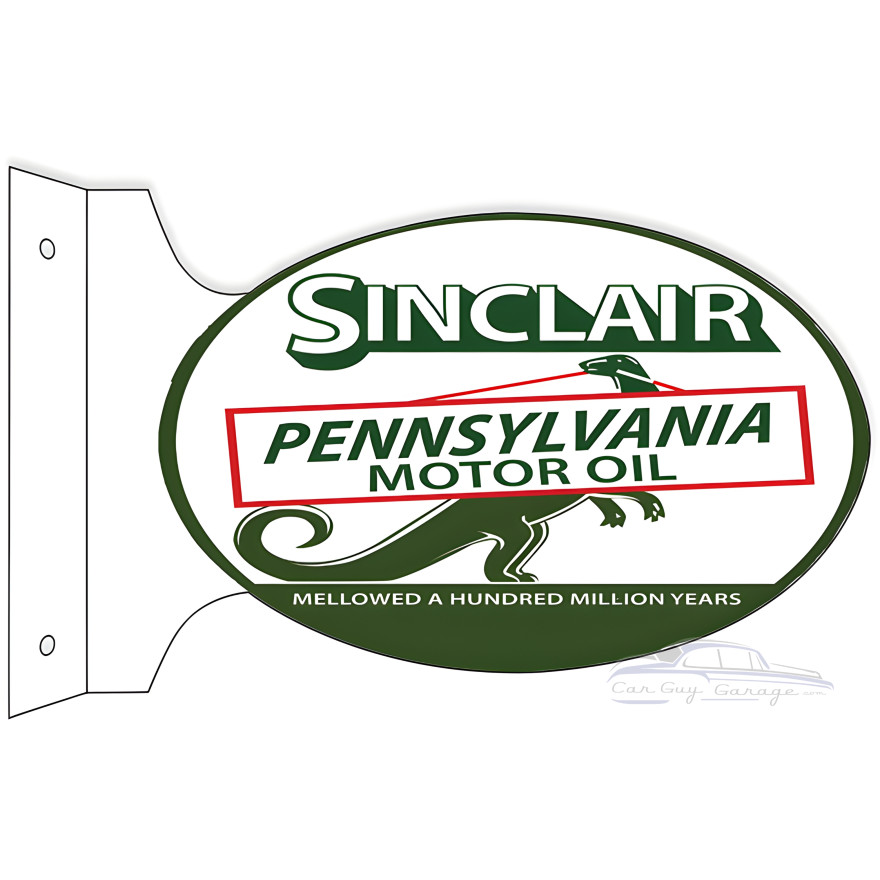 Sinclair Pennsylvania Motor Oil Double Sided Flange Metal Sign - 12" x 18"
