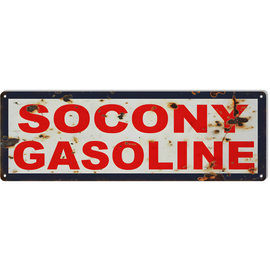 Socony Gasoline Motor Oil Metal Sign - 6" x 18" Socony Gasoline Motor Oil Metal Sign - 6" x 18"