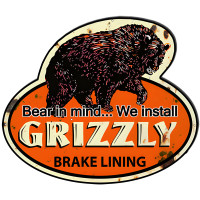 Grizzly Brake Lining Vintage Reproduction Metal Sign - 22.8" x 19.5"