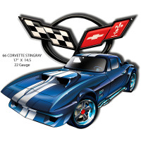 66 Corvette Stingray Metal Sign - 14.5" x 17"
