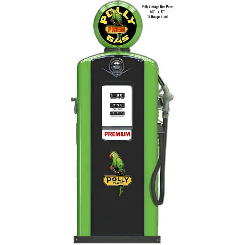 Polly Gas Station Pump Reproduction Metal Sign - 17.5" x 42"