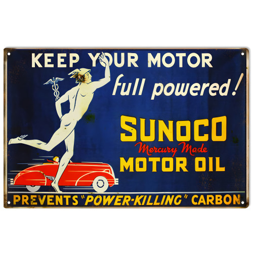 Sunoco Motor Oil Metal Sign - 12" x 18"