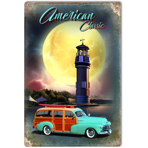 American Classic Woodie Man Cave Metal Sign - 12" x 18"