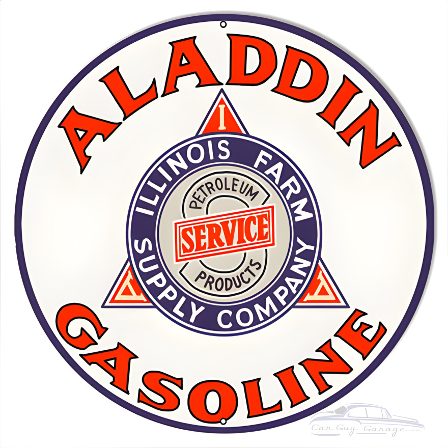 Aladdin Gasoline Metal Sign - 30" Round Aladdin Gasoline Metal Sign - 30" Round