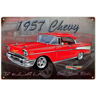 1957 Chevy Hot Rod Garage Metal Sign - 12" x 18"