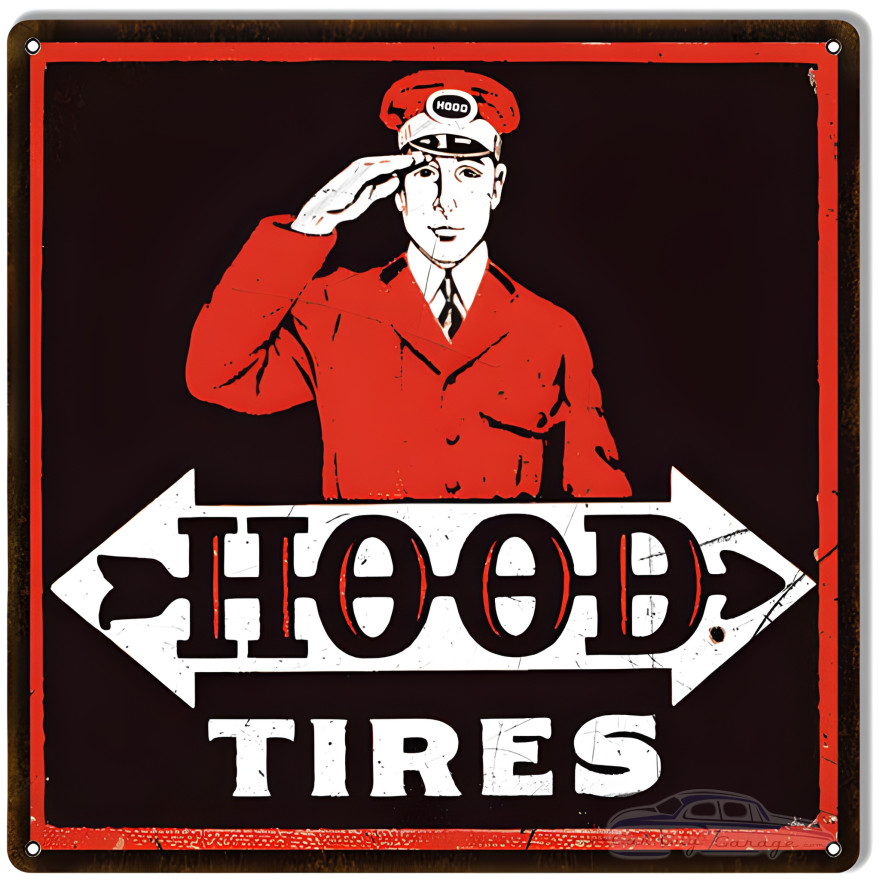 Hood Tires Gas Station Metal Sign - 12" x 12" Hood Tires Gas Station Metal Sign - 12" x 12"