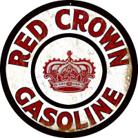 Red Crown Gasoline Metal Sign - 14" Round