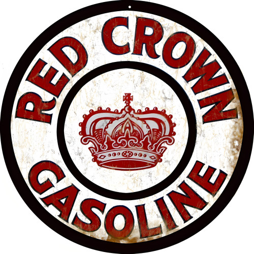 Red Crown Gasoline Metal Sign - 14" Round