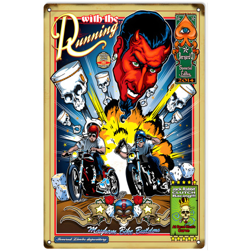 Custom Mayham Bike Builders Metal Sign - 12" x 18"