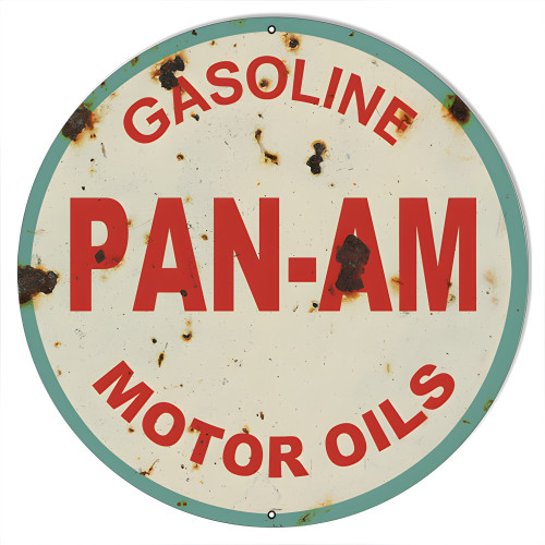 Pan Am Motor Oils Metal Sign - 18" Round