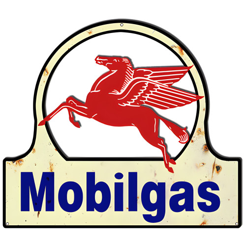 Mobilgas With Pegasus Metal Sign - 17.7" x 15.5"
