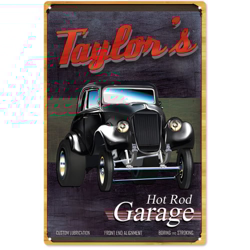 Hot Rod Garage Metal Sign - 12" x 18"