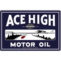 Ace High Motor Oil Metal Sign - 12" x 18"
