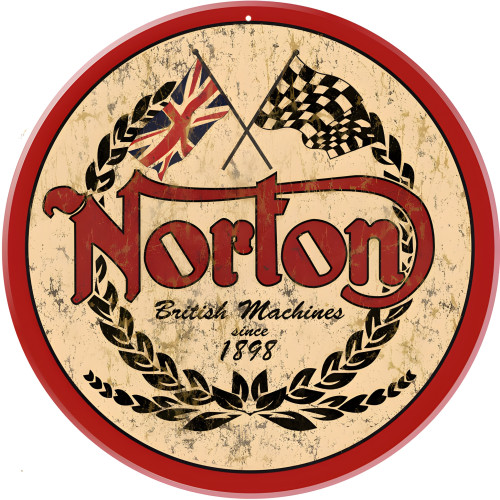 Norton Motorcycle Metal Sign - 14" Round