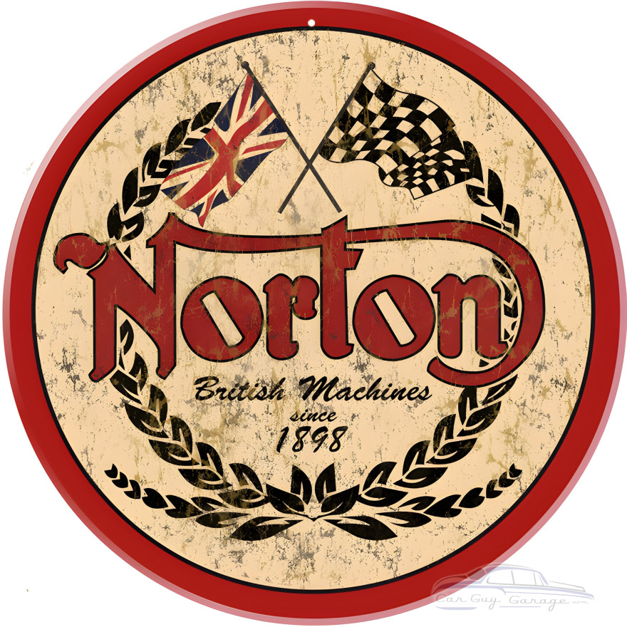 Norton Motorcycle Metal Sign - 14" Round Norton Motorcycle Metal Sign - 14" Round