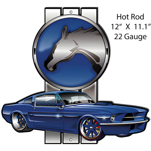 Mustang Hot Rod Car Garage Metal Sign - 12" x 11.1"