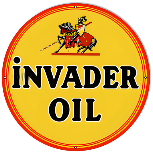 Invader Oil Reproduction Motor Oil Metal Sign - 24" x 24"