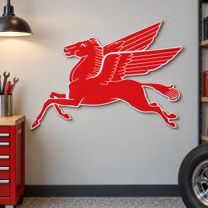 Mobil Pegasus Flying Horse Metal Sign - 35.5" x 25.75"