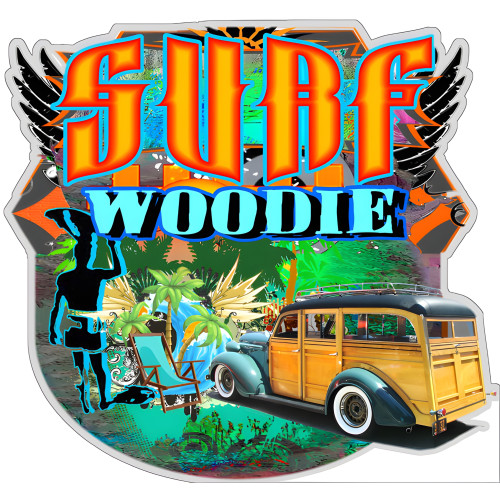 Surf Woodie Laser Cut Out Metal Sign - 14" x 14"