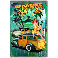 Woodies Of The West Pin Up Girl Metal Sign - 12" x 18"