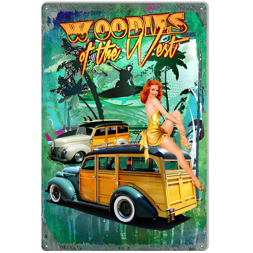 Woodies Of The West Pin Up Girl Metal Sign - 12" x 18"