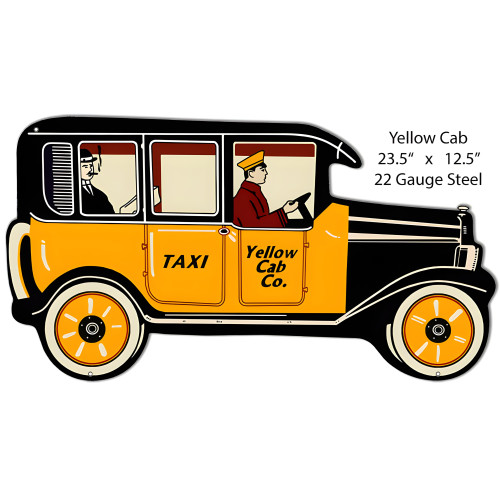 Taxi Yellow Cab Reproduction Metal Sign - 12.5" x 23.5"