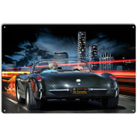 1956 Corvette Cruisin The Hwy Metal Sign - 12" x 18"
