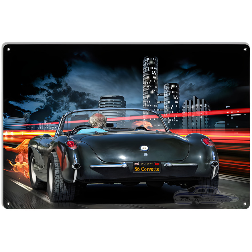 1956 Corvette Cruisin The Hwy Metal Sign - 12" x 18" 1956 Corvette Cruisin The Hwy Metal Sign - 12" x 18"