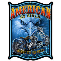 American Biker Laser Cut Out Garage Shop Metal Sign - 14" x 18"