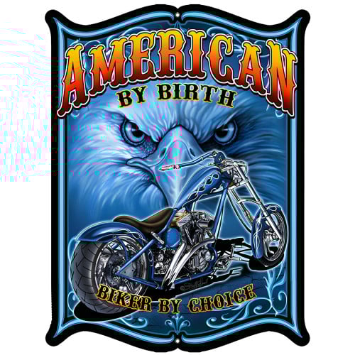 American Biker Laser Cut Out Garage Shop Metal Sign - 14" x 18"