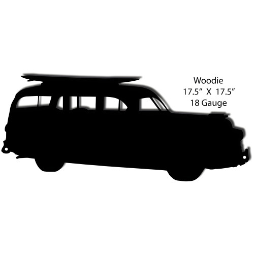Surfboard Woodie Silhouette Metal Sign - 7.5" x 17.5"