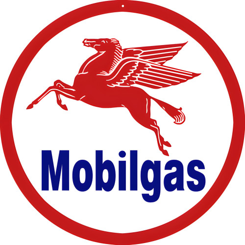 Mobilgas Gas Station Metal Sign - 14" Round
