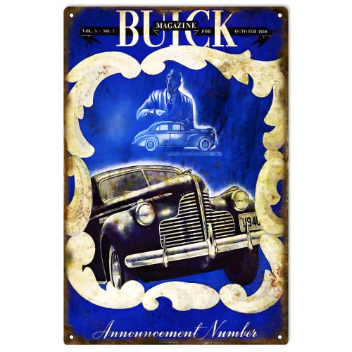Classic Buick Announcement Metal Sign - 12" x 18"