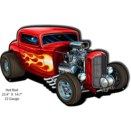 Hot Rod Laser Cut Out Garage Art Metal Sign - 14.7" x 23.4"