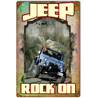 Jeep Rock On Reproduction Metal Sign - 12" x 18"